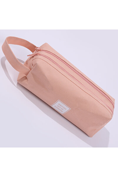 Choice مقلمة أقلام رصاص وردية اللون ذات طبقتين من قماش أكسفورد، محمولة بسحاب.