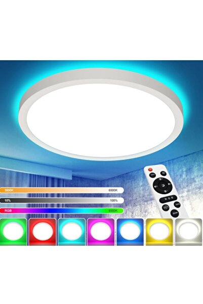 Choice مصباح سقف LED بقوة 24 واط، مصابيح سقف RGBW لغرفة المعيشة، جهاز تحكم عن بعد، تعتيم متدرج