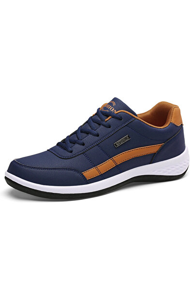 Choice 42 Blue Leather Men Shoes Sneakers Trend Casual Shoe Italian Breathable Leisure Male Sneakers Non-sl