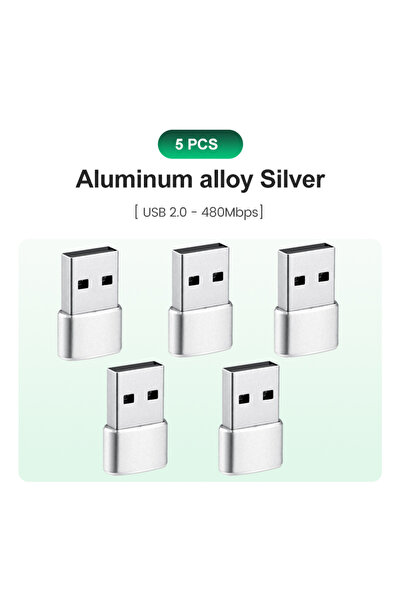 Choice 5 قطع من محول USB إلى USB-C فضي اللون لهاتف iPhone 17، محول شاحن سيارة...