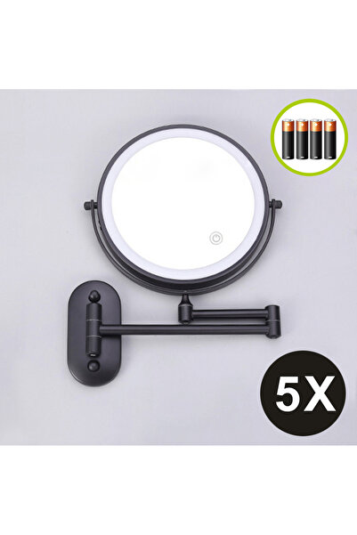 Choice5 مرآة حمام سوداء مثبتة على الحائط مقاس 8 بوصات، تعمل بالبطارية، تكبير ...