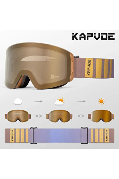 KAPVOE Photochromic-06 Photochromic Ski Goggles Magnetic Anti-Fog Lenses UV40...