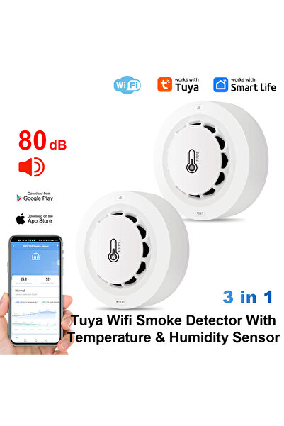 Choice جهازان من نوع Tuya لكشف الدخان وقياس درجة الحرارة والرطوبة، يعملان بتق...
