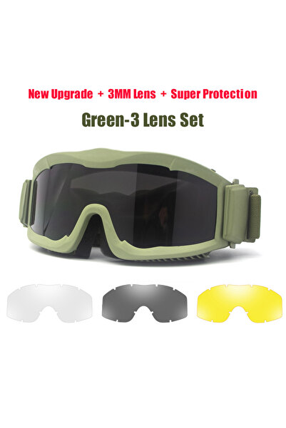 Choice نظارات تكتيكية خضراء مطورة جديدة بسمك 3 مم، إصدار 2024، مقاومة للانفجا...
