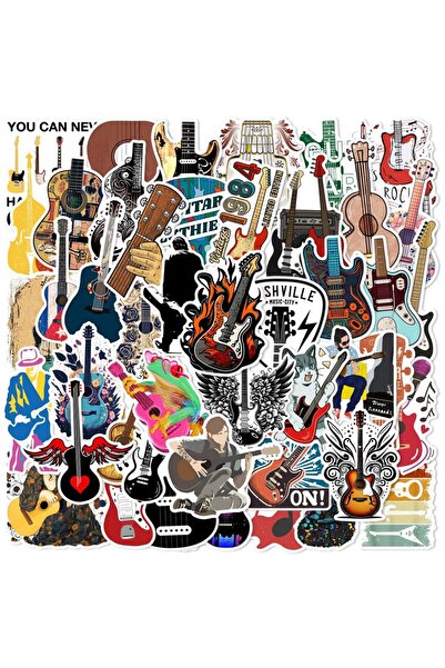 Choice Multicolor 50Pcs Fashion Music ROCK Band Guitar Stickers DIY Stickers ...
