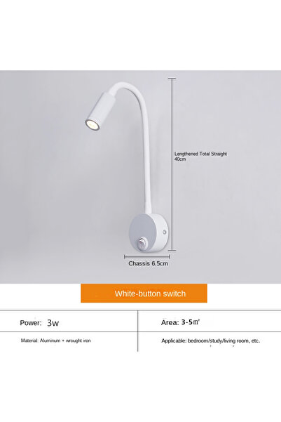 Choice 3w 3000k white LED 3W Gooseneck Reading Wall lamp Flexible Adjustable With switch Work Study Wall Mo