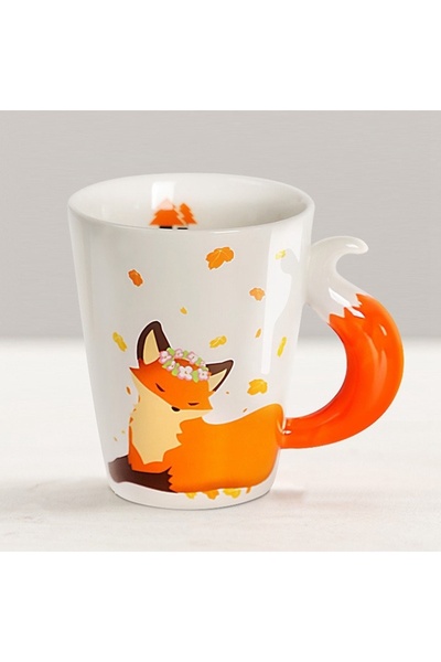 Choice 360ML Leaf 360ML Ceramic Fox Mug Creative Fox Tail Water Cup Cartoon Animal Coffee Tea Milk Cups Off
