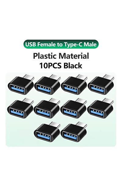 Choice 10 محولات USB إلى USB-C سوداء اللون، متوافقة مع iPhone 17، محول شاحن س...