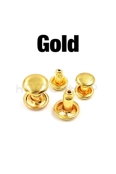 Choice17 8 × 10 مم ذهبي، 100 مجموعة، مسامير برشام دائرية مزدوج الغطاء معدنية ...