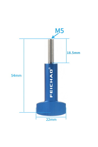 Choice برغي يدوي أزرق M5 للغوص والغطس، برغي إبهام من الفولاذ المقاوم للصدأ ورأس على شكل حرف T من سبائك الألومنيوم