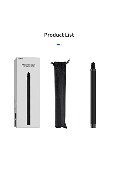 Choice عبوة من عصا سيلفي أحادية من ألياف الكربون من تيليسين بطول 116 سم قابلة...