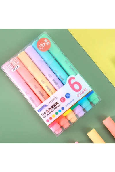 Choice 6 Color 6Pcs/set Pastel Color Macaron Highlighter Pen Marker Pens Fluorescent Pen Drawing Highlighte