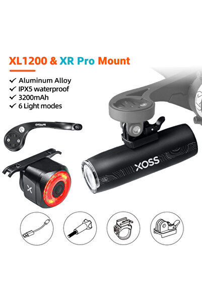 XOSS XL1200 XR-Pro Mount 1200 Lm Bike Light XL1200 Headlight Waterproof Type-...