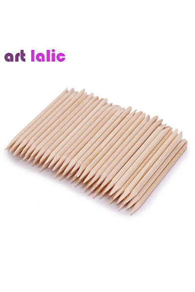 Choice ١٠٠ قطعة من أعواد خشبية برتقالية اللون بتصميمات فنية للأظافر، لإزالة ا...