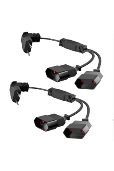 choice2 2 black CEE7/16 EU 90-degree male plug to female sket dual output pow...