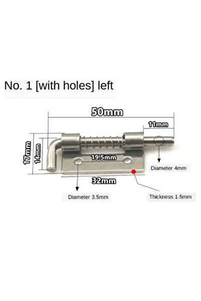Choice11 1-hole-L Stainless steel Spring Loaded Metal Security Barrel Bolt La...