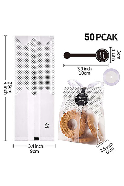 Choice 23x9cm 9x3.4in 50pcs Cookie Bags for Gift Giving Cellophane Clear Treat Bags for Favors Mini Loaf,Bu