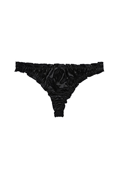 Choice قطعة واحدة كبيرة سوداء، قطعة واحدة/7 قطع، عرض خاص، ملابس داخلية نسائية بدون خياطة، مزينة بكشكشة، من الساتان الحريري الجليدي، غير مرئية