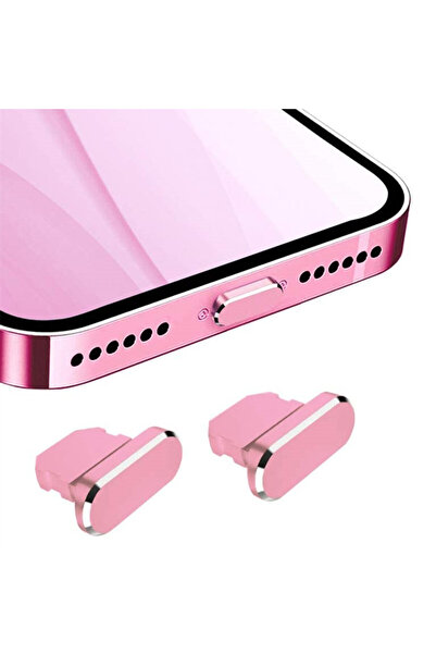 Choice سدادات معدنية وردية اللون مضادة للغبار (قطعتان) لأجهزة iPhone 14 و13 و...