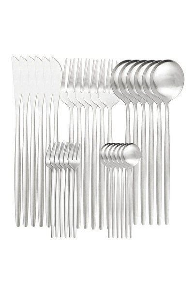 Choice Silver 30-Piece Matte Stainless Steel Tableware Knife, Fork and Spoon