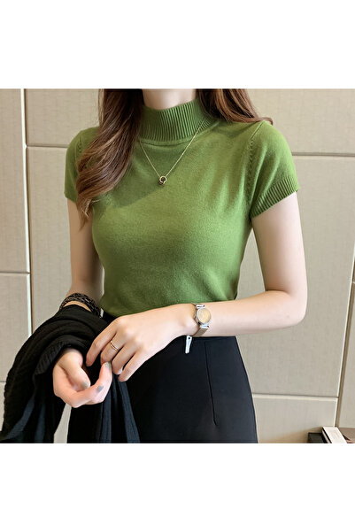 Choice One Size fruit green Spring Summer Women Knitted T-Shirts Short Sleeve Shirts Tops Female Elastic Sl