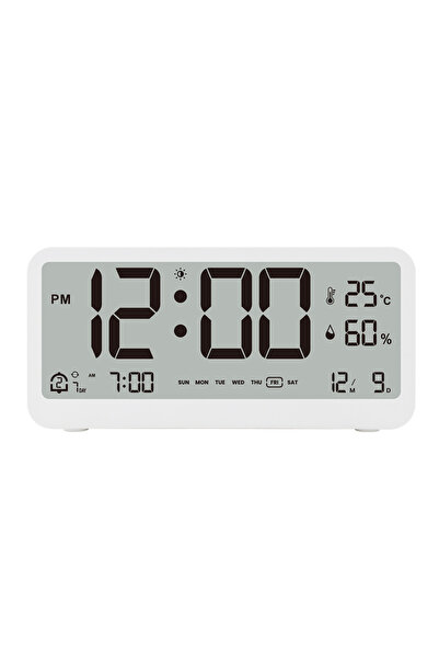 ANENG White 8001-EN Digital Clock LED Brightness Adjustable Temperature Humidity Displaying Alarm Clock D