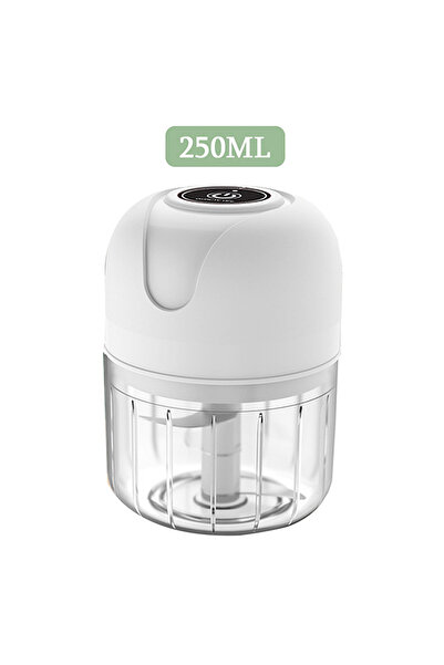 Choice مفرمة ثوم كهربائية صغيرة بيضاء سعة 250 مل، تعمل بمنفذ USB، مطحنة لحم، هراسة ثوم، متينة وقوية.