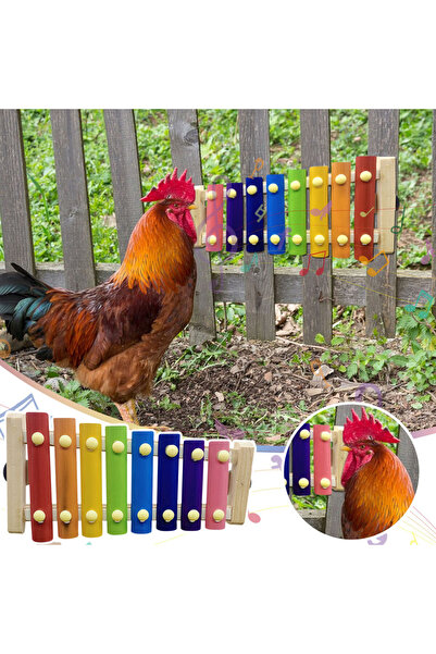 Choice colors Bird Chicken Xylophone Toy Wooden Suspensible Bird Cage Accessories Musical Toy with 8 Keys f