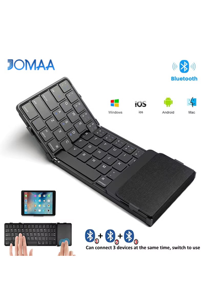 Choice1 English Jomaa Tri-Folding Wireless Keyboard with Touchpad Rechargeabl...