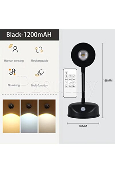 Choice 3colors in one lamp Black-Remote control Spotlights USB Rechargeable I...