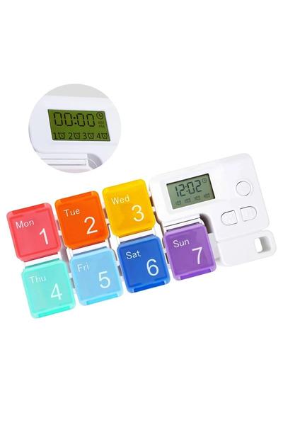 Choice 7 CompartmentS Weekly Pill Organizer 2 Times A Day with Timer Reminder Alarm Am Pm Daily Travel Pill