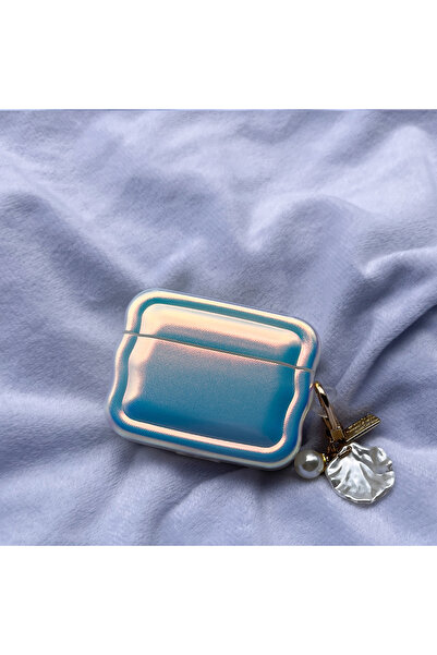 Choice جراب فاخر بلون وردي داكن بتصميم ليزر ناعم مموج لحماية سماعات AirPods P...