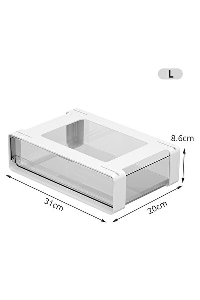 Choice white-L Drawer Storage Box Under Table Hidden Self-Adhesive Drawer Type Storage Cabinet Office Desk
