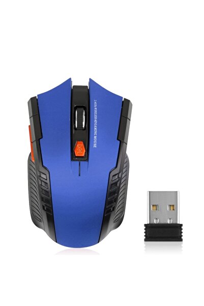 Choice ماوس لاسلكي أزرق بتردد 2.4 جيجا هرتز، بدقة 1600 نقطة في البوصة، ماوس بصري للألعاب، مناسب للكمبيوتر، مزود بـ 6 أزرار.