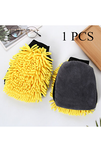 Choice قفازات غسيل سيارات صفراء مقاومة للماء، قطعة واحدة، مصنوعة من ألياف الشنيل الدقيقة السميكة، لتنظيف السيارات وتلميعها.