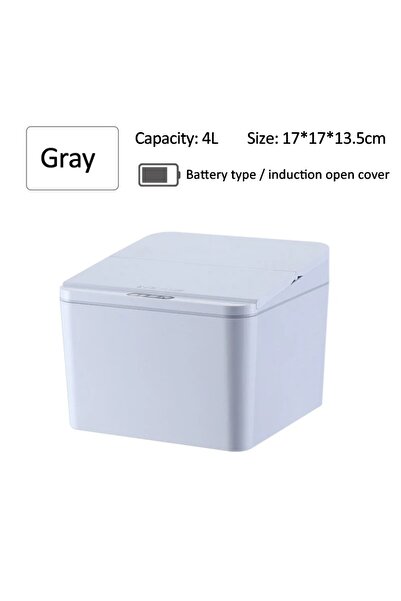 Choice سلة مهملات صغيرة ذكية تعمل بالبطارية، سعة 4 لترات، لون رمادي، مزودة بمستشعر حركة بالأشعة تحت الحمراء، تعمل تلقائيًا بدون لمس.