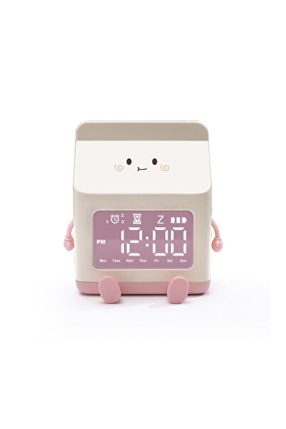 Choice ساعة منبه جديدة متعددة الوظائف على شكل علبة حليب، مزودة بإضاءة LED، تعرض الوقت والتاريخ، مع خاصية التحكم الصوتي.