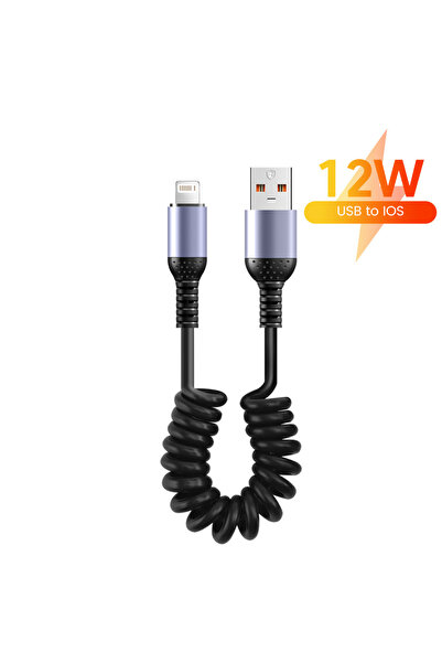 Choice كابل USB Lightning قصير زنبركي بطول 25 سم إلى 1 متر، بقدرة 12 واط، من ...