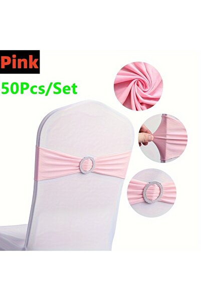 Choice ١٠ قطع وردية اللون، عبوة من ٥٠ قطعة، ربطة عنق مرنة للكراسي، مشبك على ش...