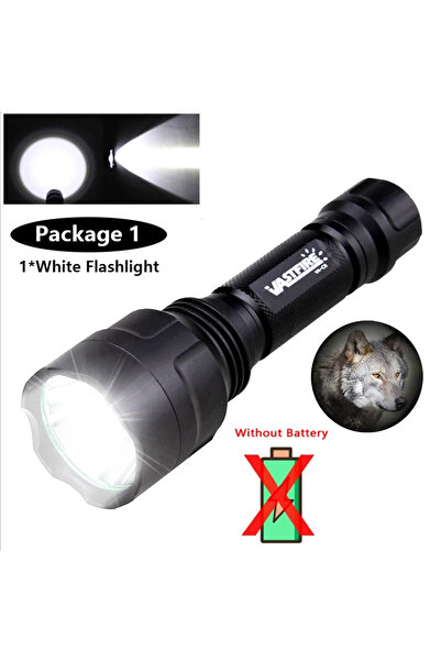 Choice مصباح يدوي تكتيكي للصيد بتقنية LED، بدون بطارية، أخضر/أحمر/أبيض، قابل لإعادة الشحن عبر منفذ USB، 350 لومن، 600-800