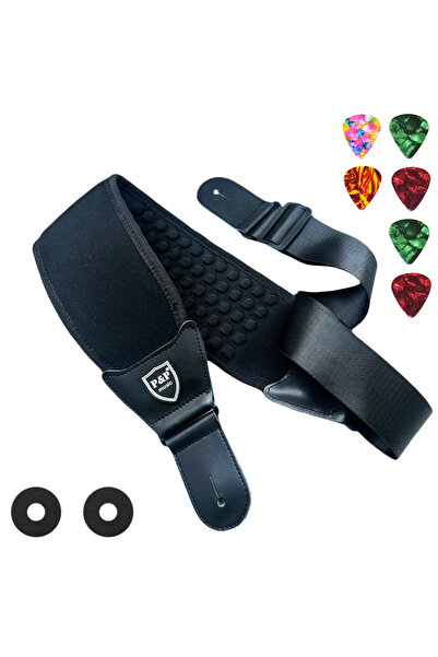 Choice حزام جيتار أسود من الإسفنج ثلاثي الأبعاد قابل للتنفس ومريح وقابل للتعد...