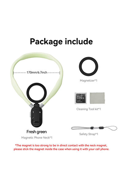 Choice حامل رقبة مغناطيسي من السيليكون الأخضر من تيليسين، سريع الفك، متوافق م...