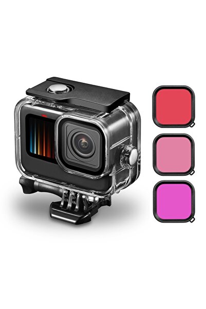 Choice جراب مزود بمرشحات لكاميرا GoPro Hero 13 و12 باللون الأسود، مقاوم للماء، لحماية الكاميرا أثناء الغوص تحت الماء