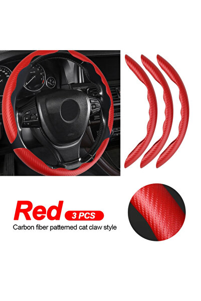 Choice Red 3pcs Classic Carbon Fiber Steering Wheel Cover For Tesla Model 3 Y Anti-skid Warm Summer Interio