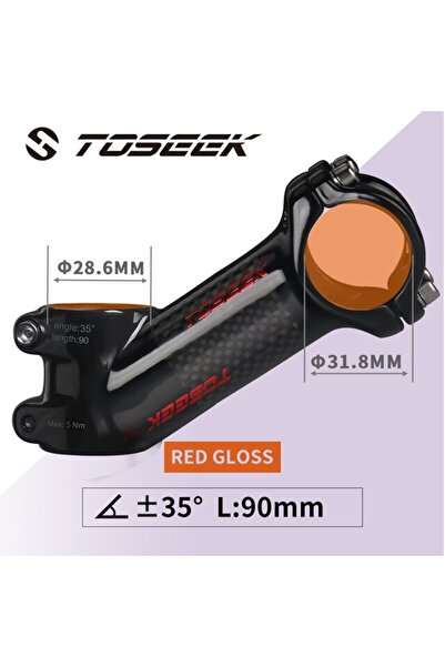 Choice 35Degree-90mm-Glossy Toseek Stem MTB Carbon + Aluminum Mtb Handlebar S...
