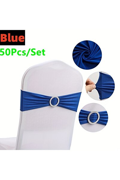 Choice 50 قطعة زرقاء، عبوة من 50 قطعة، ربطة عنق مرنة للكراسي، مشبك على شكل في...