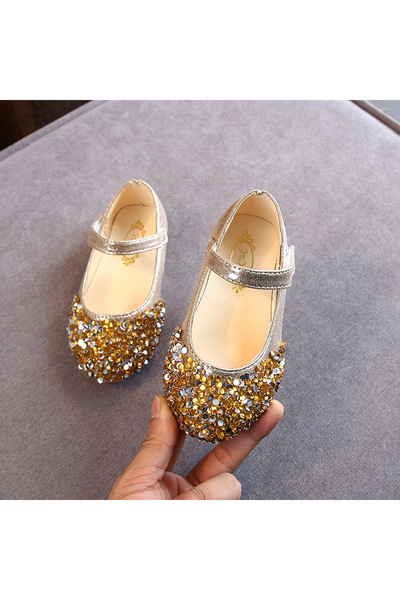 Choice مقاس 27 (طول النعل الداخلي 16.5 سم) ذهبي، أحذية أطفال جديدة لربيع 2023، أحذية أميرة للبنات، أحذية لامعة للأطفال الرضع