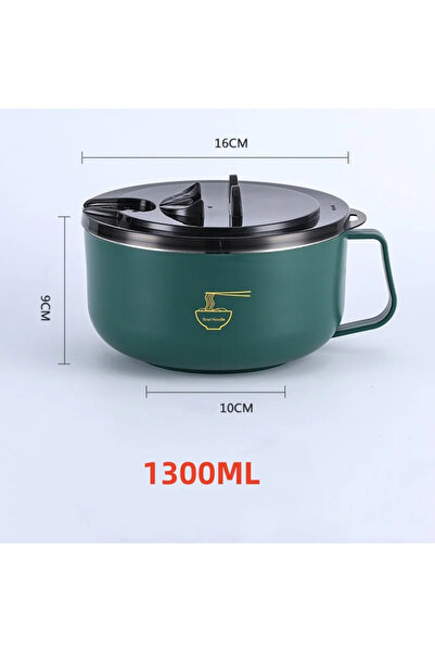 Choice 1300ML-Green Ramen Bowl 304 Stainless Steel Noodle Bowl with Lid Heat ...