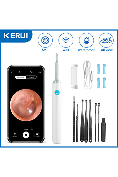 Kerui White Ear Cleaner Smart Visual Ear Sticks Otoscope 5MP Endoscope Camera Wax Removal Tool Earpi