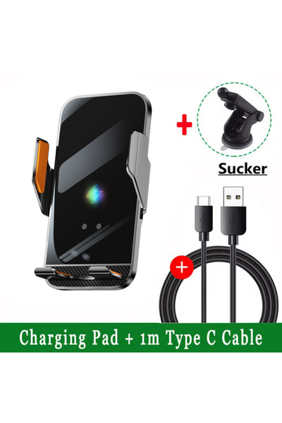 Vikefon شاحن سيارة لاسلكي رمادي اللون مزود بقاعدة تثبيت لاصقة، وحامل هاتف مغن...